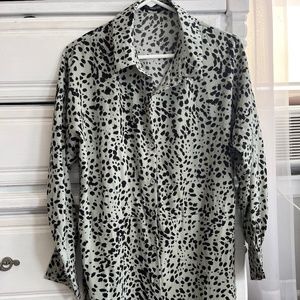 Mint Green and Black Polka Dot Shirt Dress, Missguided, Size 4